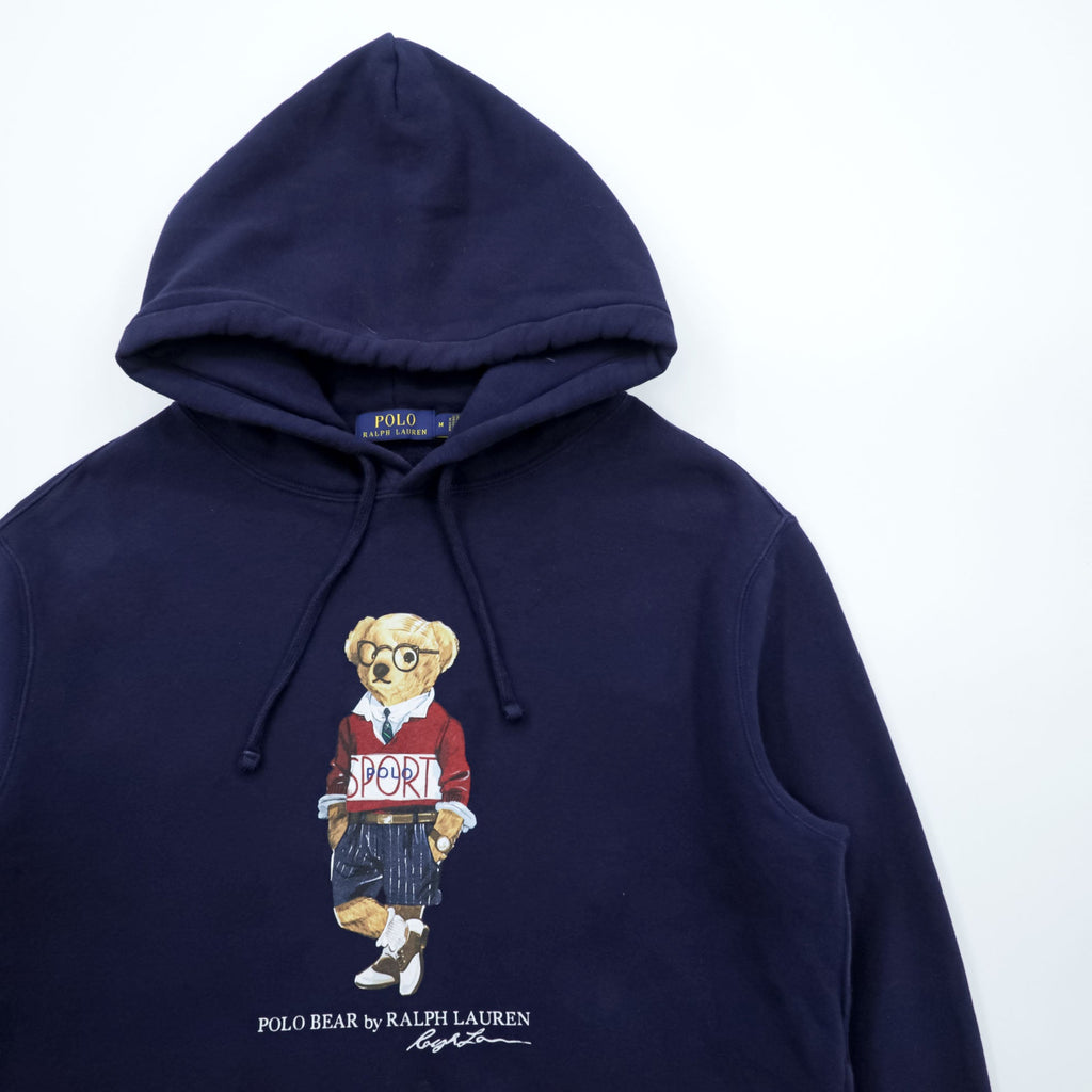 Polo Ralph Lauren Polo Bear Pullover Hoodie M Navy Side Pockets Cotton