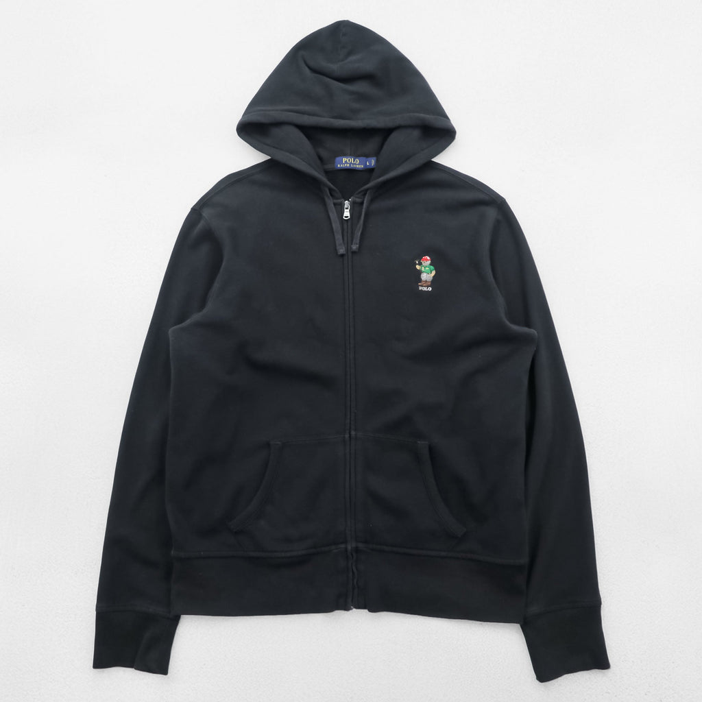 Polo Ralph Lauren Polo Bear Zip Hoodie L Black Front Pocket Cotton