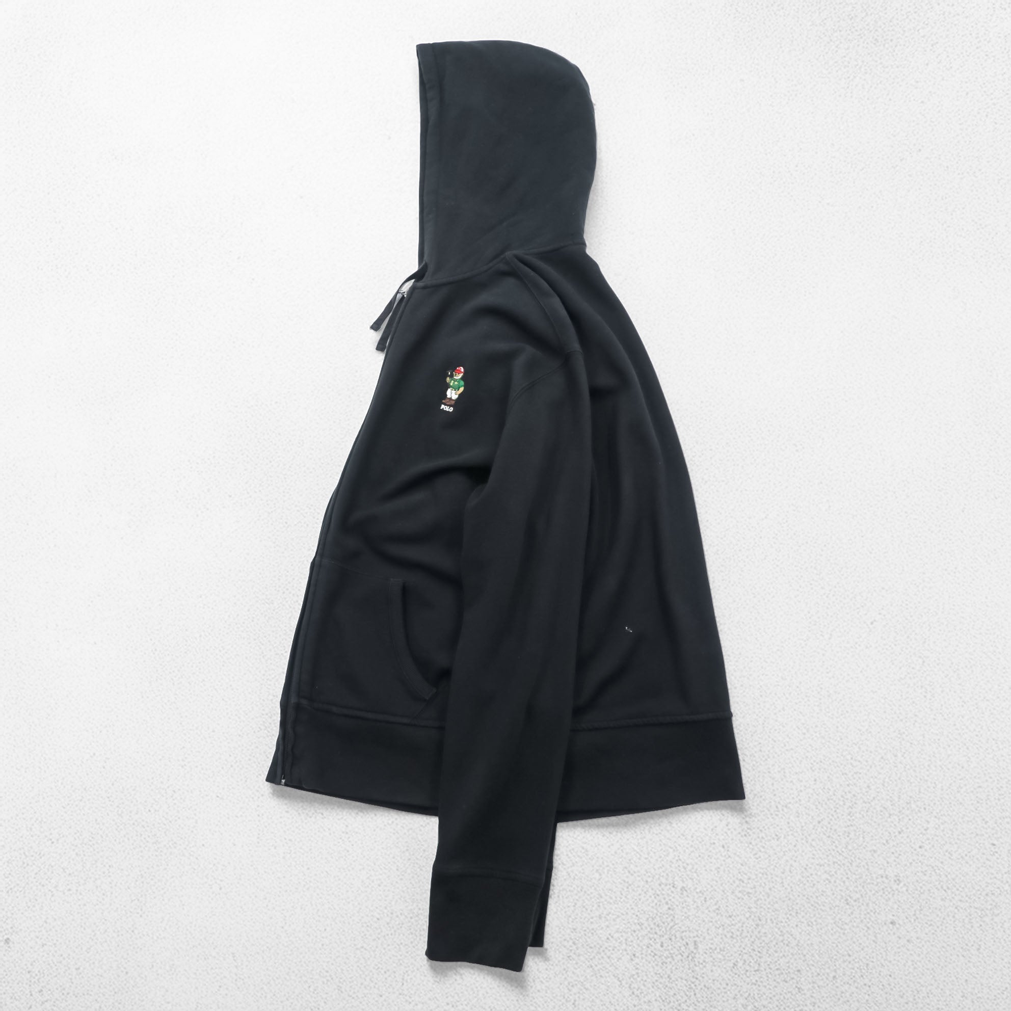 Polo Ralph Lauren Polo Bear Zip Hoodie L Black Front Pocket Cotton