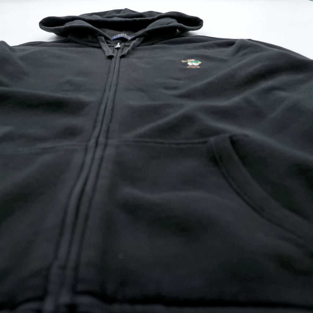 Polo Ralph Lauren Polo Bear Zip Hoodie L Black Front Pocket Cotton