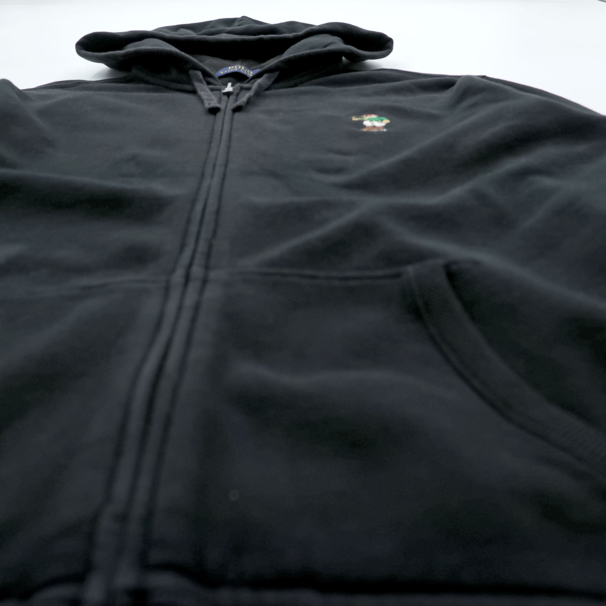 Polo Ralph Lauren Polo Bear Zip Hoodie L Black Front Pocket Cotton