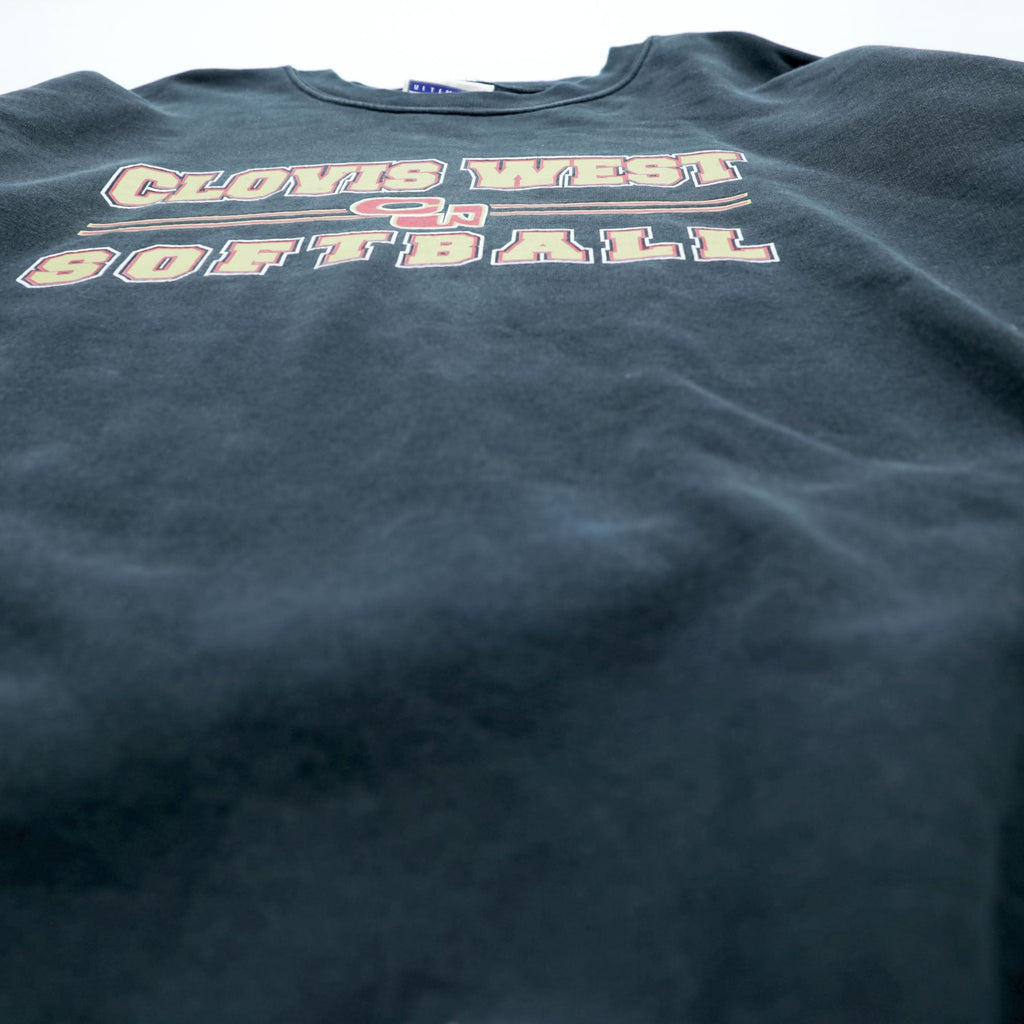 Hanes 90年代 ヴィンテージ カレッジ スウェット トレーナー XL ブラック ULTIMATE コットン CLOVIS WEST SOFTBALL