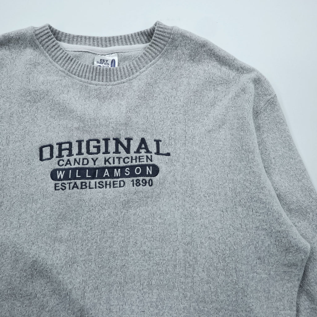 ESY SURF CO. 00s Vintage College Embroidered Sweatshirt XL Gray ORIGINAL CANDY KITCHEN WILLIAMSON