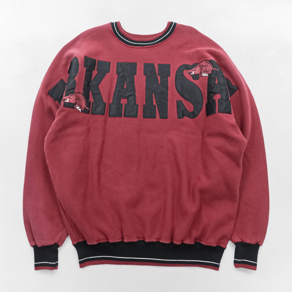 LEGENDS ATHLETIC 90s Made in USA Vintage College Sweatshirt L Bordeaux Ribbed LEGENDS NCAA ARKANSAS