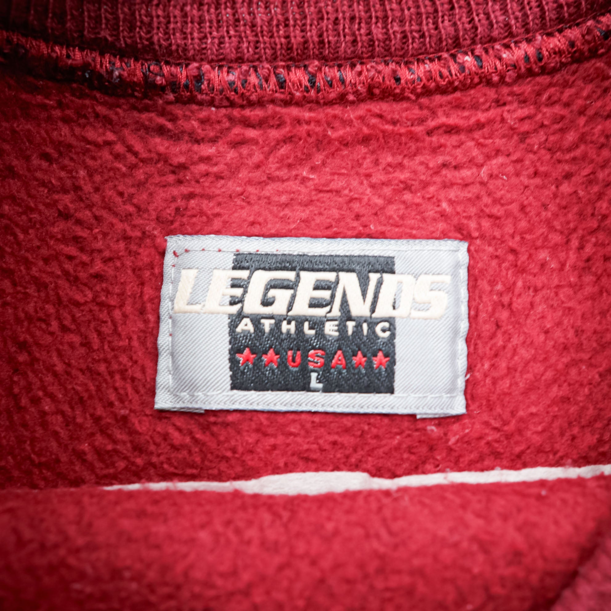 LEGENDS ATHLETIC 90s Made in USA Vintage College Sweatshirt L Bordeaux Ribbed LEGENDS NCAA ARKANSAS