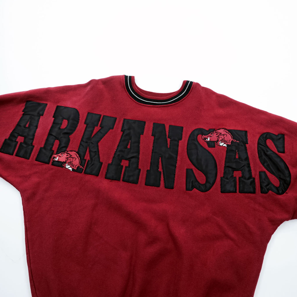 LEGENDS ATHLETIC 90s Made in USA Vintage College Sweatshirt L Bordeaux Ribbed LEGENDS NCAA ARKANSAS