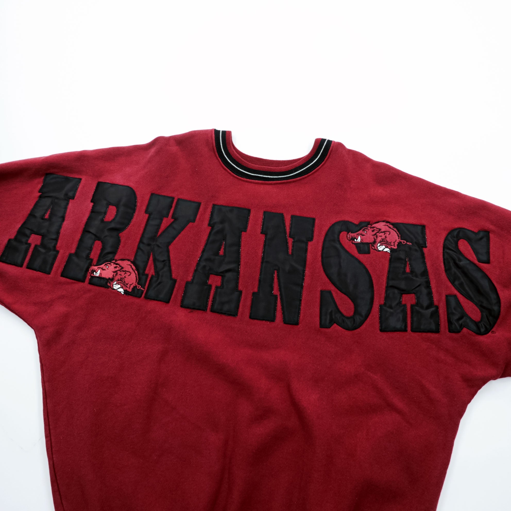 LEGENDS ATHLETIC 90s Made in USA Vintage College Sweatshirt L Bordeaux Ribbed LEGENDS NCAA ARKANSAS