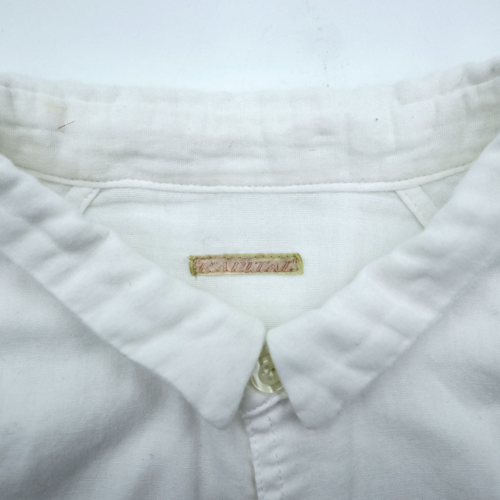 KAPITAL Made in Japan Gauze Long Sleeve Raglan Shirt XL White Cotton Chest Pocket