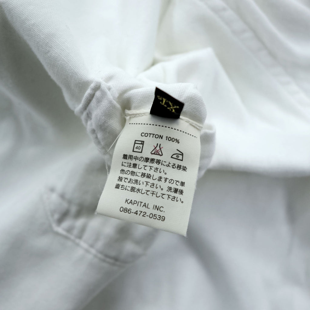KAPITAL Made in Japan Gauze Long Sleeve Raglan Shirt XL White Cotton Chest Pocket