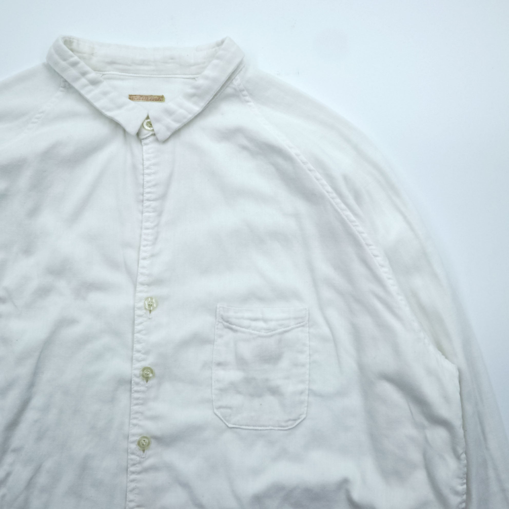 KAPITAL Made in Japan Gauze Long Sleeve Raglan Shirt XL White Cotton Chest Pocket