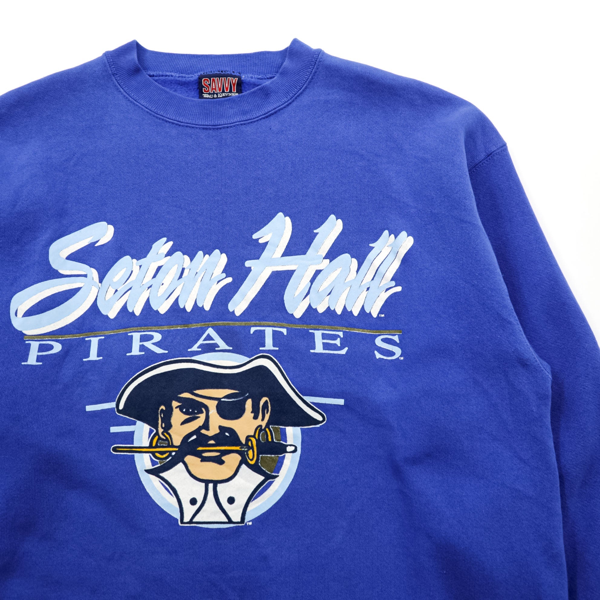 SAVVY 90s Vintage NCAA Sweatshirt L Blue Seton Hall PIRATES