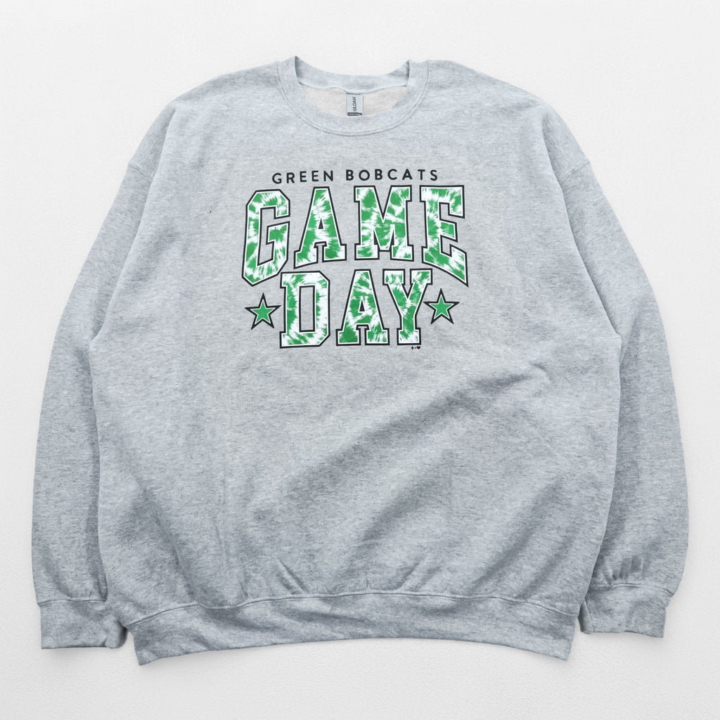 GILDAN Heavy Blend College Sweatshirt Trainer XXL Gray GREEN BOBCATS GAME DAY