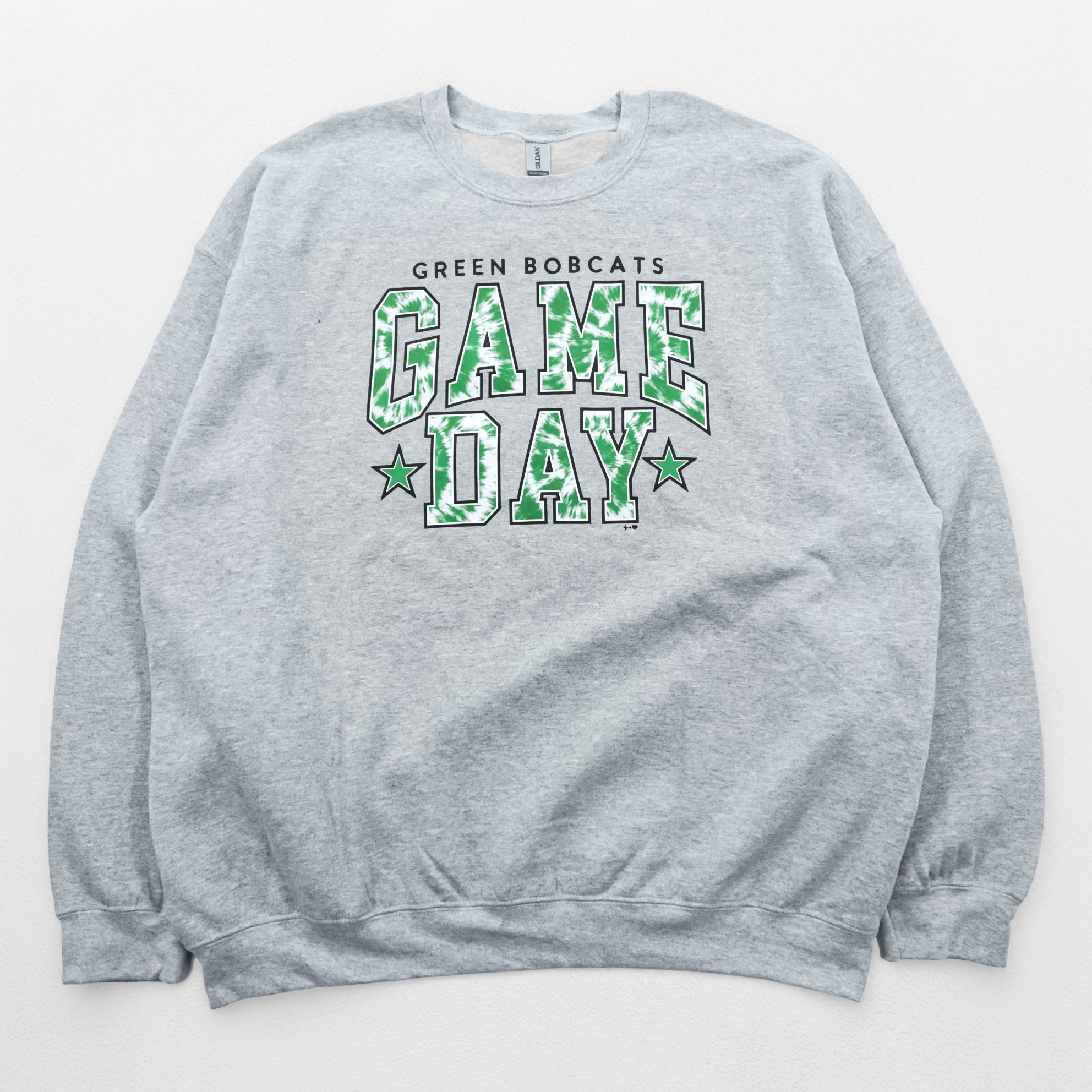 GILDAN Heavy Blend College Sweatshirt Trainer XXL Gray GREEN BOBCATS GAME DAY