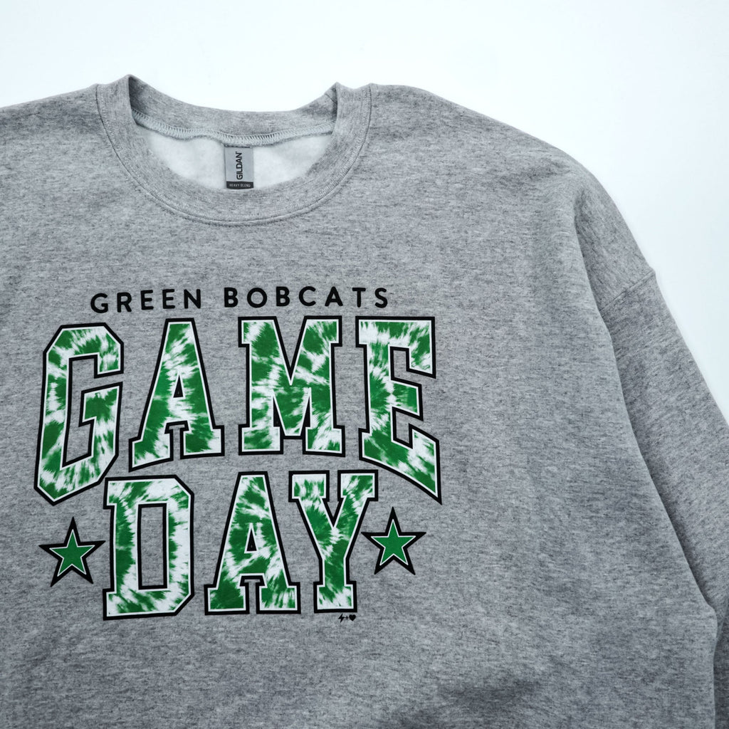 GILDAN Heavy Blend College Sweatshirt Trainer XXL Gray GREEN BOBCATS GAME DAY