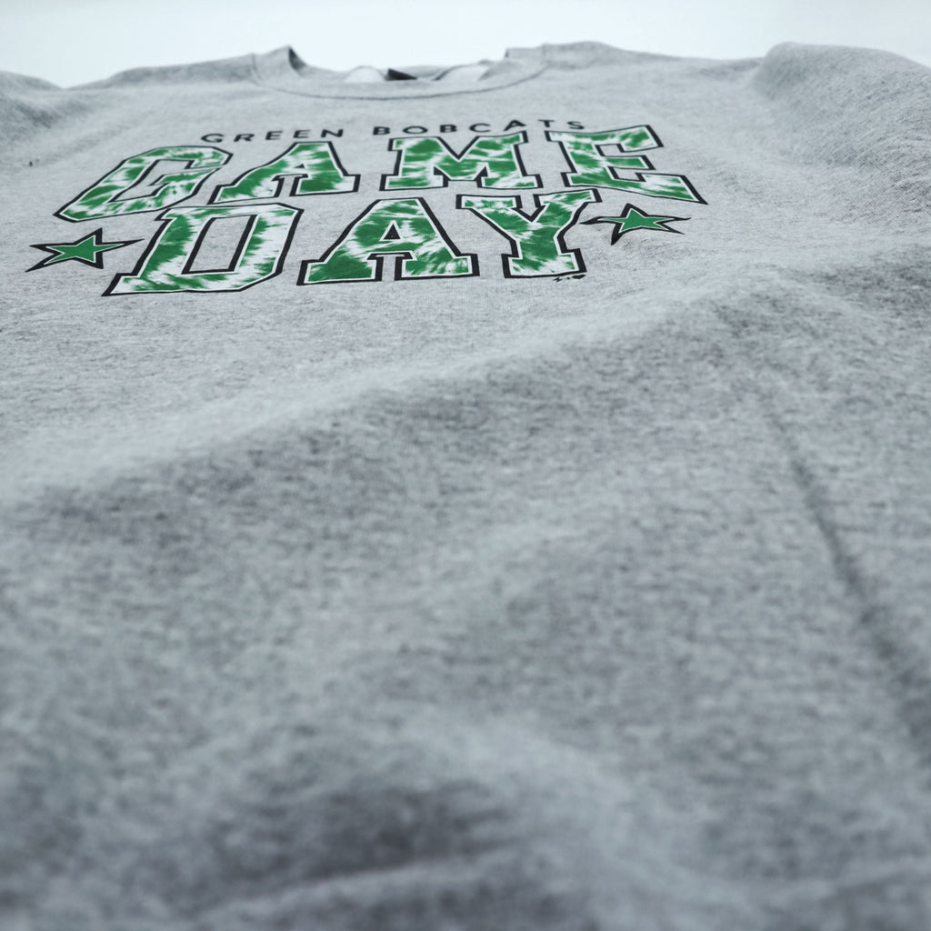 GILDAN Heavy Blend College Sweatshirt Trainer XXL Gray GREEN BOBCATS GAME DAY