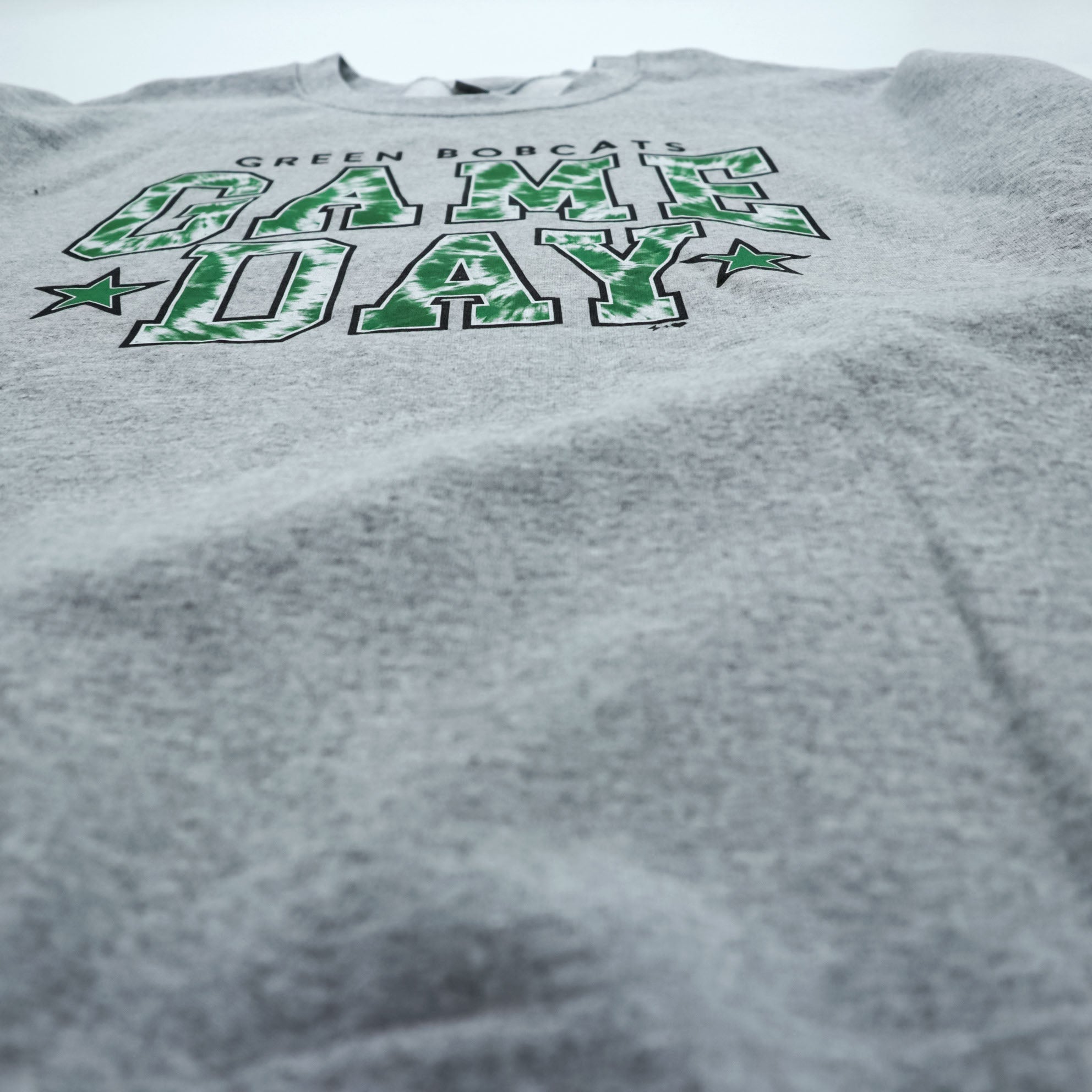 GILDAN Heavy Blend College Sweatshirt Trainer XXL Gray GREEN BOBCATS GAME DAY