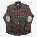 PENDLETON フランネルシャツ 長袖 ウールシャツ L チェック グリーン エルボーパッチ 胸ポケット VIRGIN WOOL