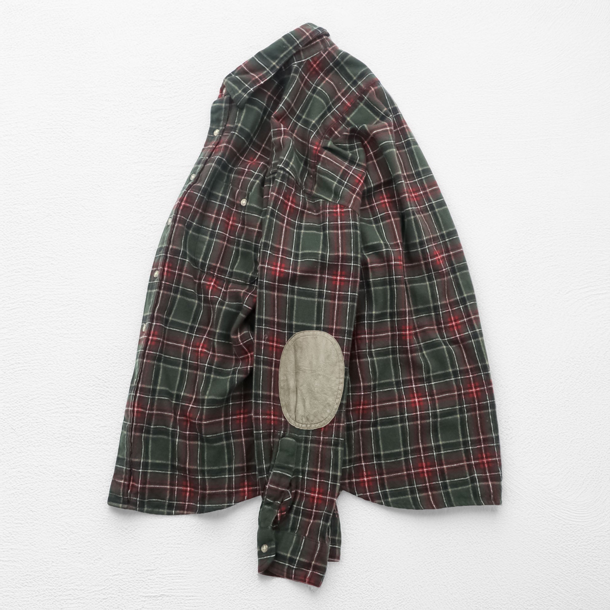 PENDLETON フランネルシャツ 長袖 ウールシャツ L チェック グリーン エルボーパッチ 胸ポケット VIRGIN WOOL