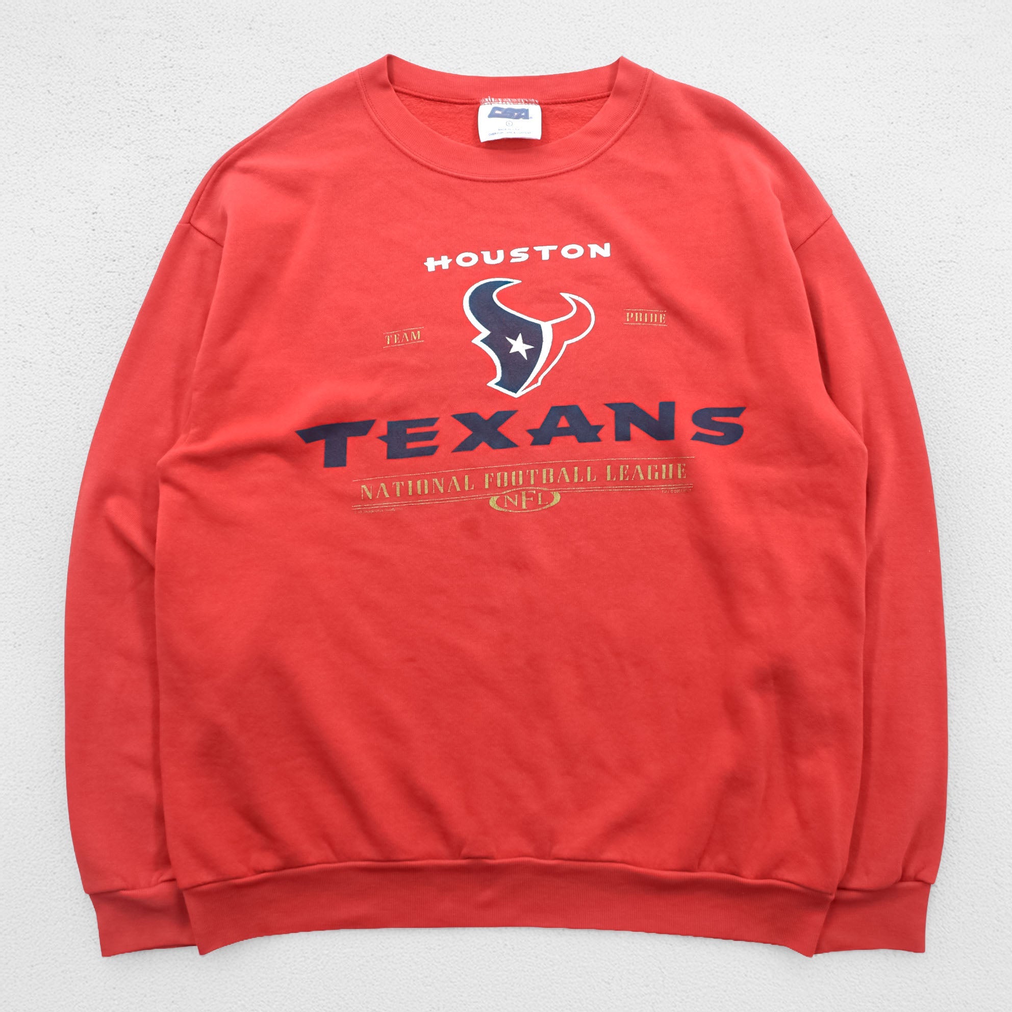 CSA 90s USA Vintage Sweatshirt L Red Cotton HOUSTON TEXANS