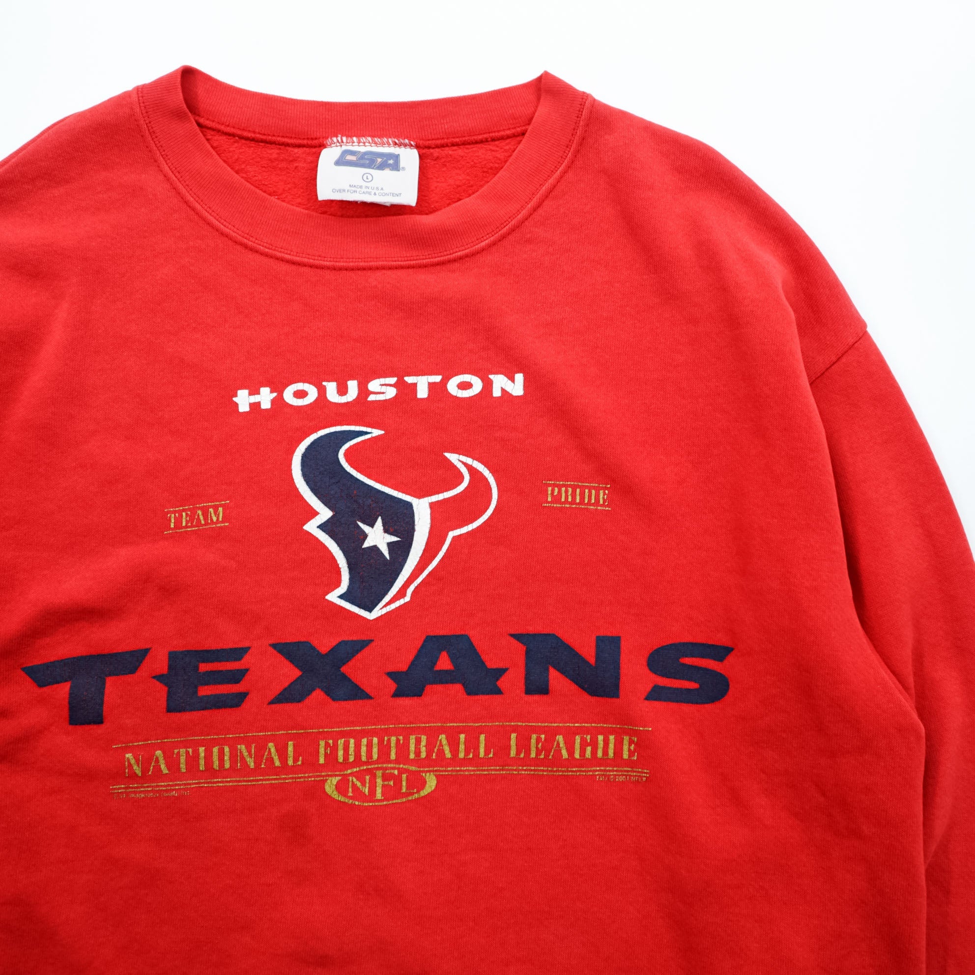 CSA 90s USA Vintage Sweatshirt L Red Cotton HOUSTON TEXANS