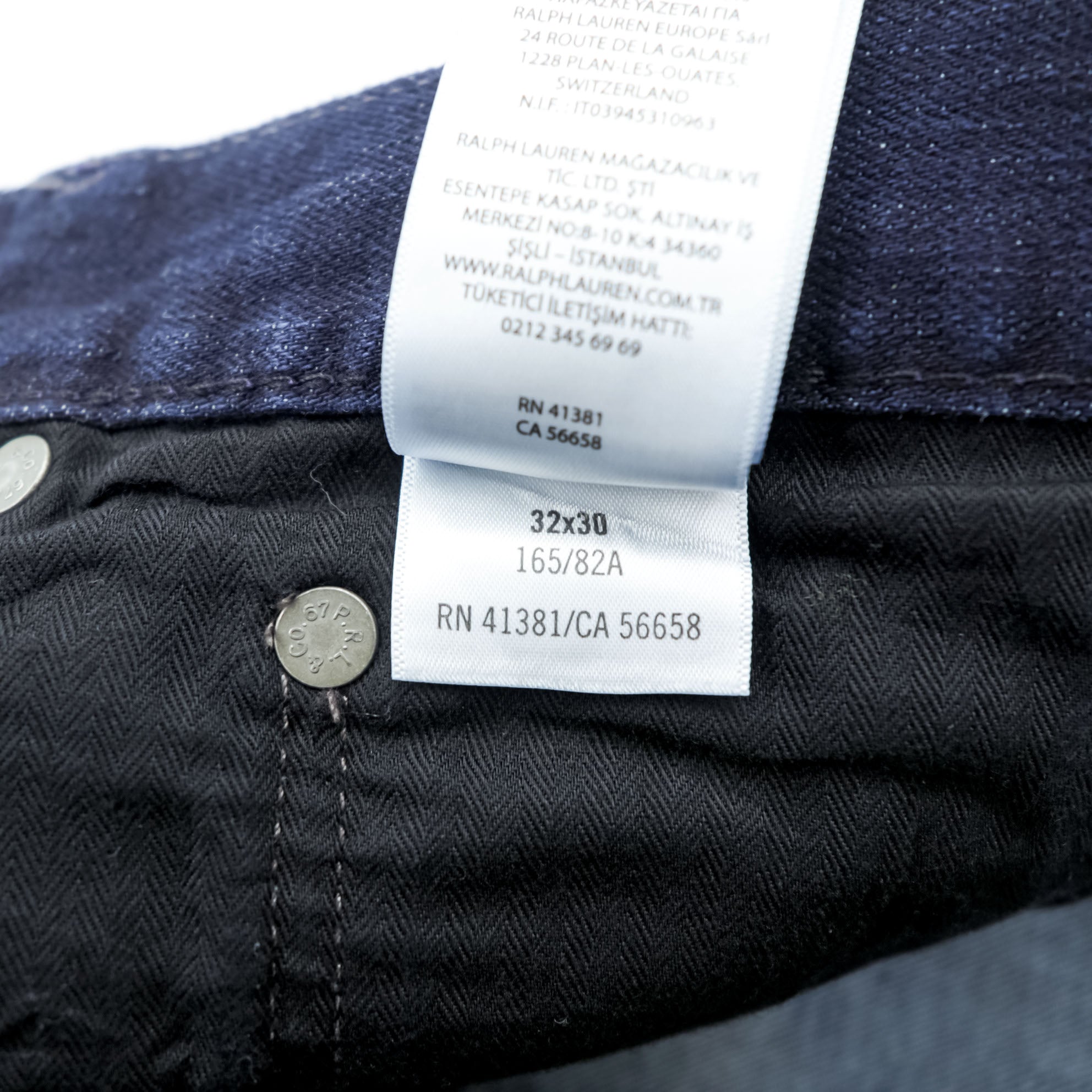 Polo Ralph Lauren Denim Pants Jeans M Stretch Indigo Dark Blue Slim Straight Leather Patch THE VARICK SLIM STRAIGHT