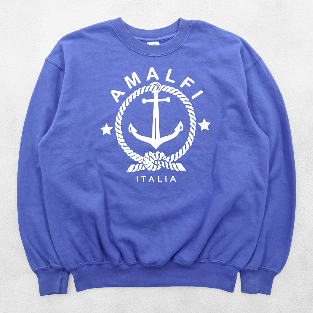 FRUIT OF THE LOOM スウェット トレーナー M ブルー ヨーロッパライン AMALFI ITALIA アンカー モロッコ製