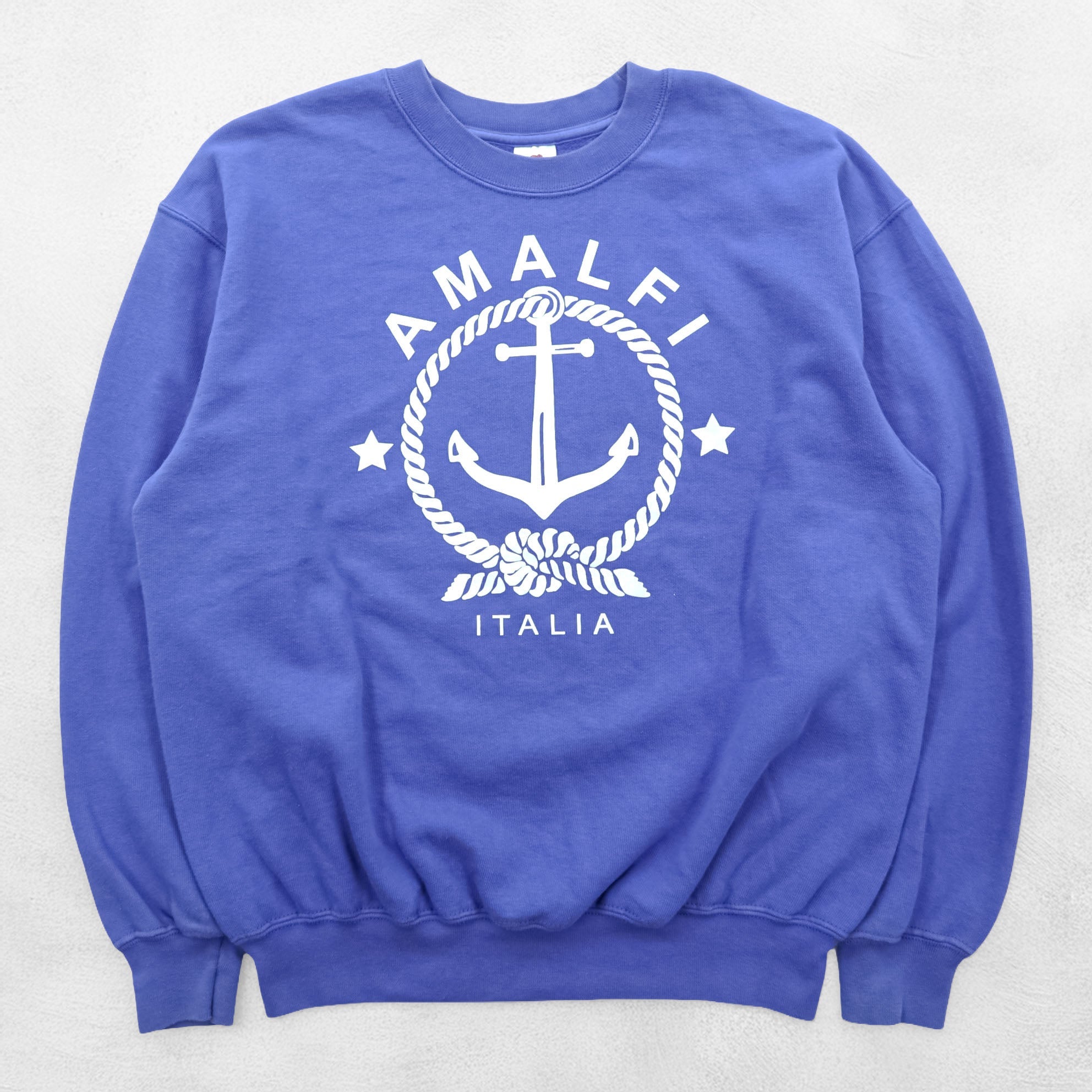 FRUIT OF THE LOOM スウェット トレーナー M ブルー ヨーロッパライン AMALFI ITALIA アンカー モロッコ製