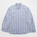 L.L.Bean 80s USA-Made Round Collar Shirt L Striped Blue White Chest Pocket Peter Pan Collar