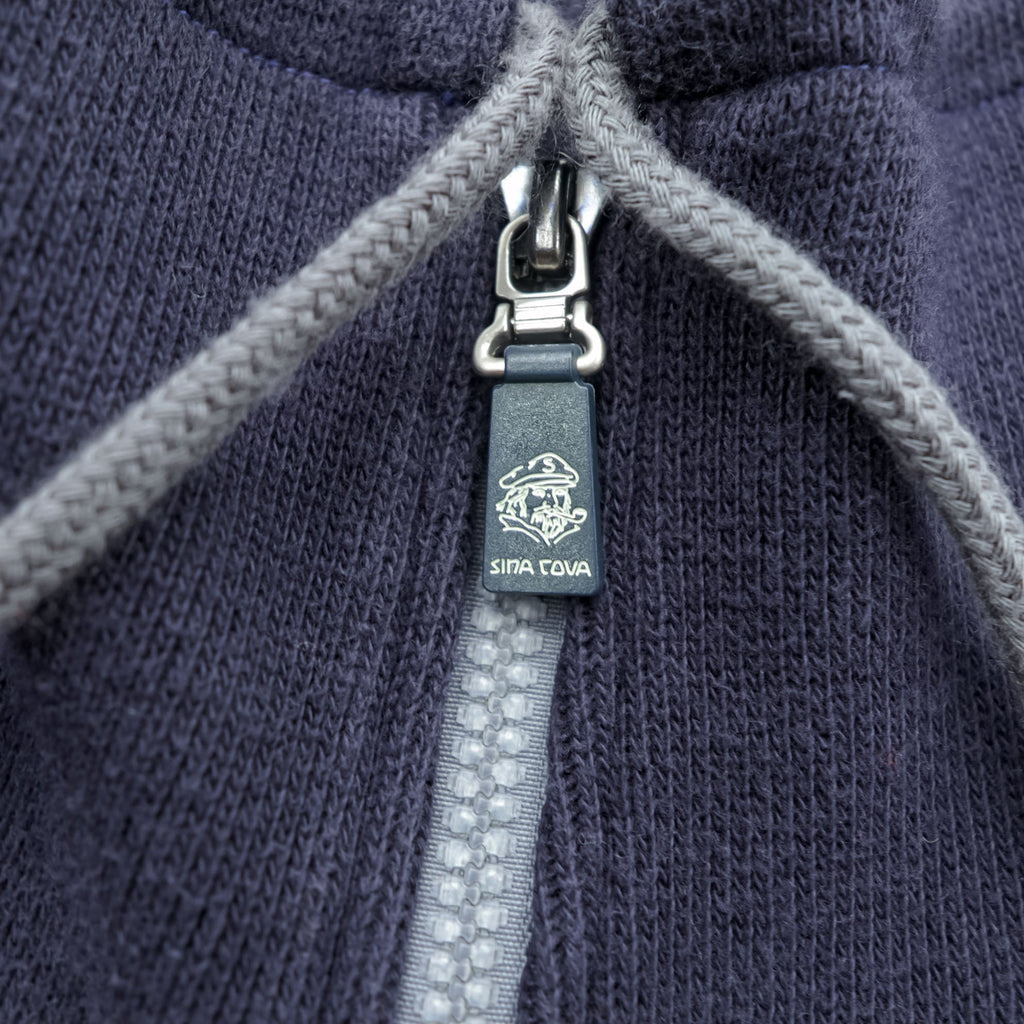 SINA COVA Half-Zip Sweatshirt L Navy Cotton High Neck