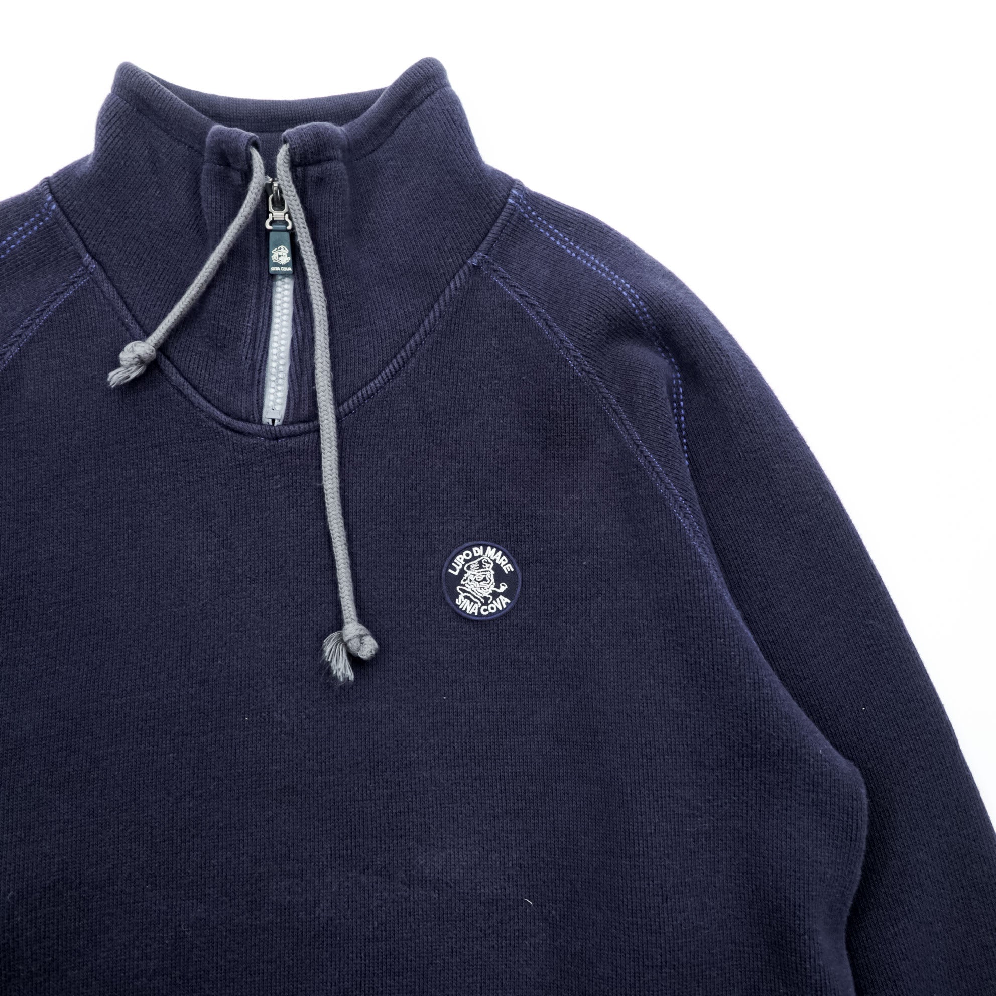 SINA COVA Half-Zip Sweatshirt L Navy Cotton High Neck