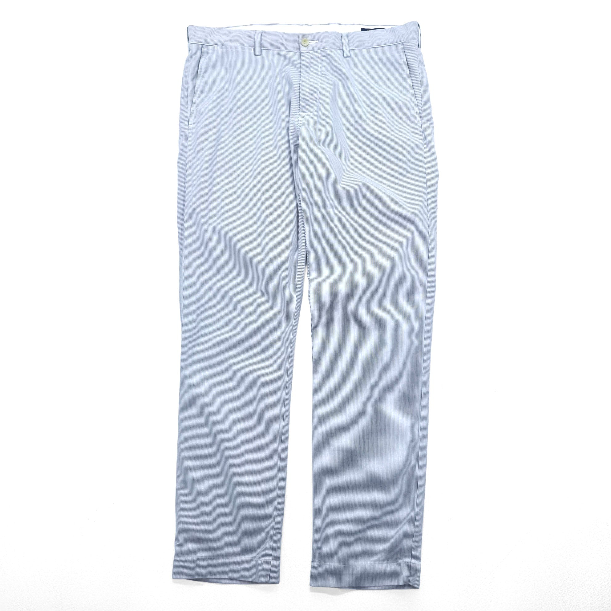 Polo Ralph Lauren Seersucker Stripe Slacks Pants L Blue White