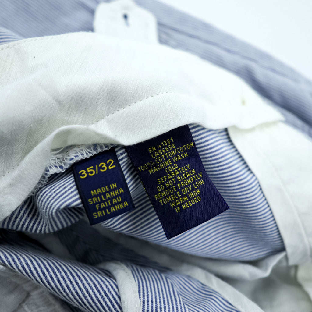Polo Ralph Lauren Seersucker Stripe Slacks Pants L Blue White