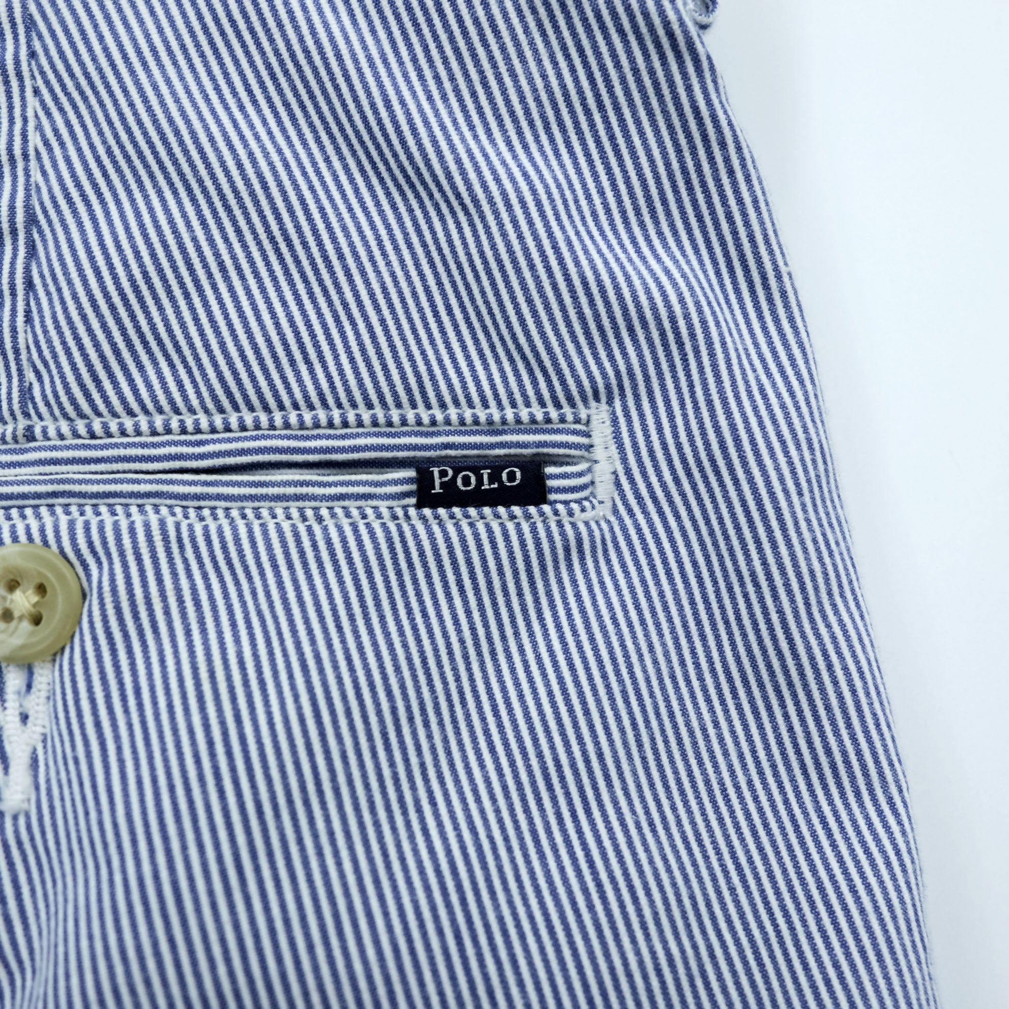 Polo Ralph Lauren Seersucker Stripe Slacks Pants L Blue White