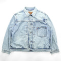 Levi's World War II Model 1st Type Big E Distressed Denim Trucker Jacket Type I G-Jean XL Cinch Back Short Length Double Pleats PREMIUM A3174-0006