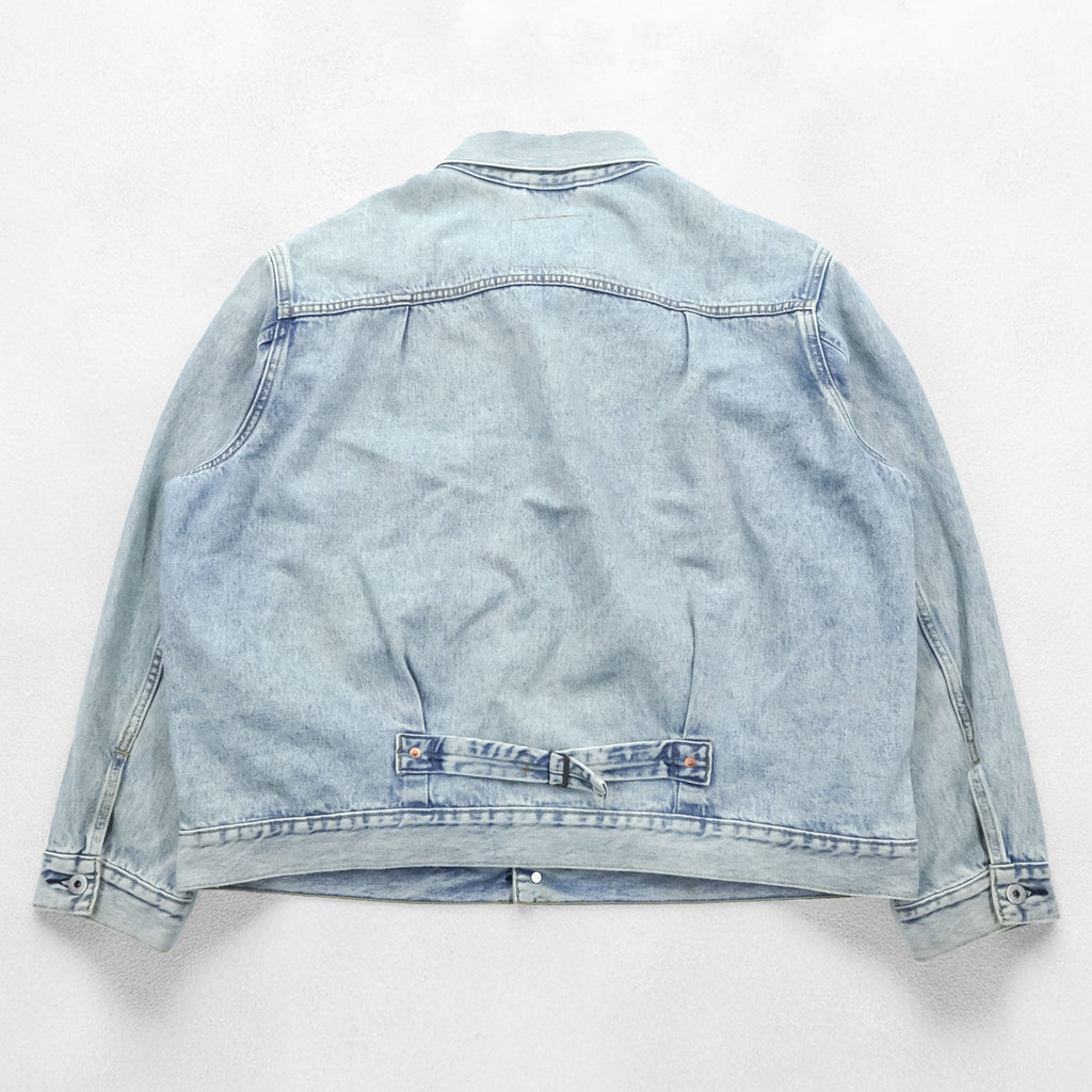 Levi's World War II Model 1st Type Big E Distressed Denim Trucker Jacket Type I G-Jean XL Cinch Back Short Length Double Pleats PREMIUM A3174-0006