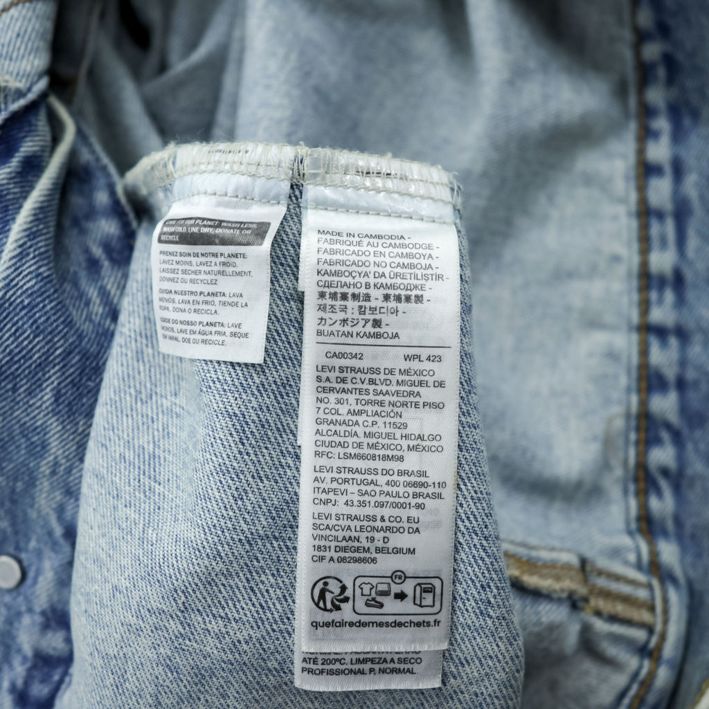Levi's World War II Model 1st Type Big E Distressed Denim Trucker Jacket Type I G-Jean XL Cinch Back Short Length Double Pleats PREMIUM A3174-0006