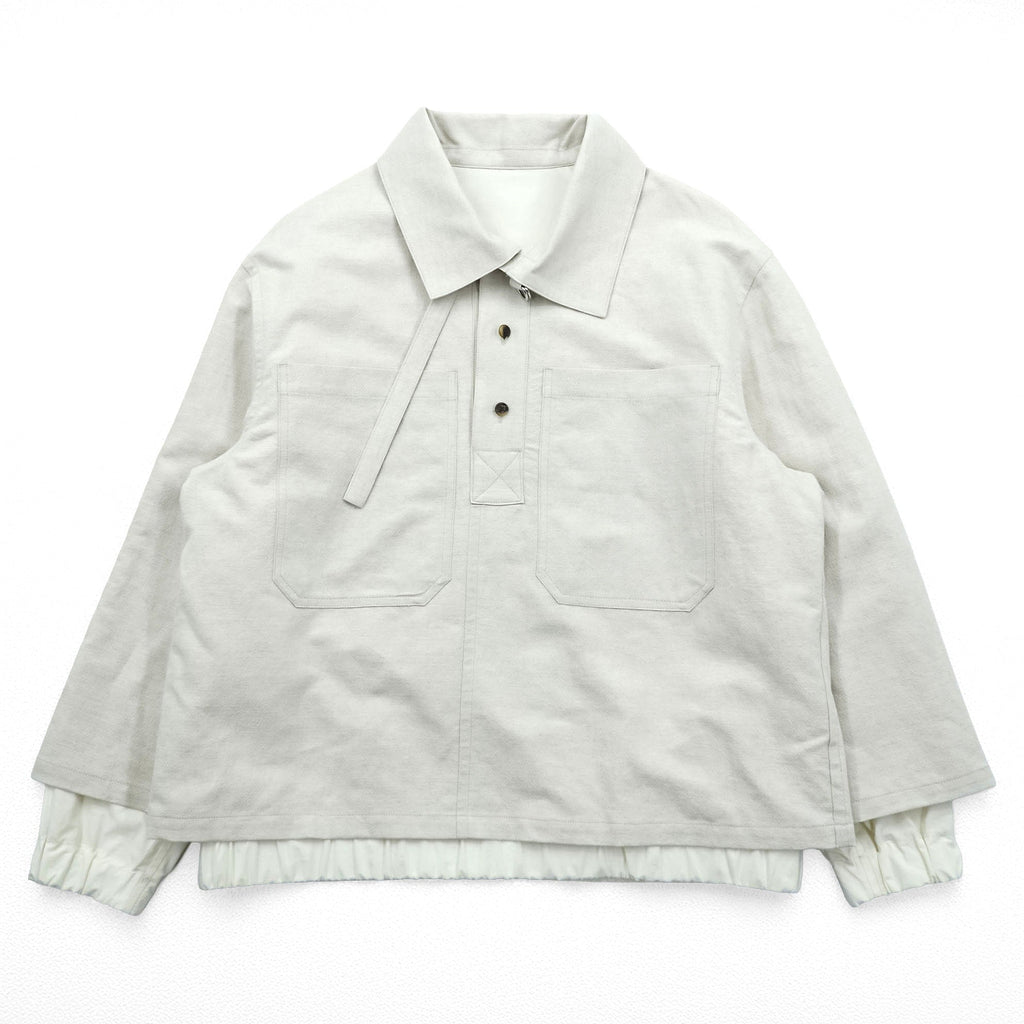 URU TOKYO Pullover Blouson Layered Jacket S Beige Linen Short Length PULLOVER LAYERED BLOUSON 22SCL01 Made in Japan