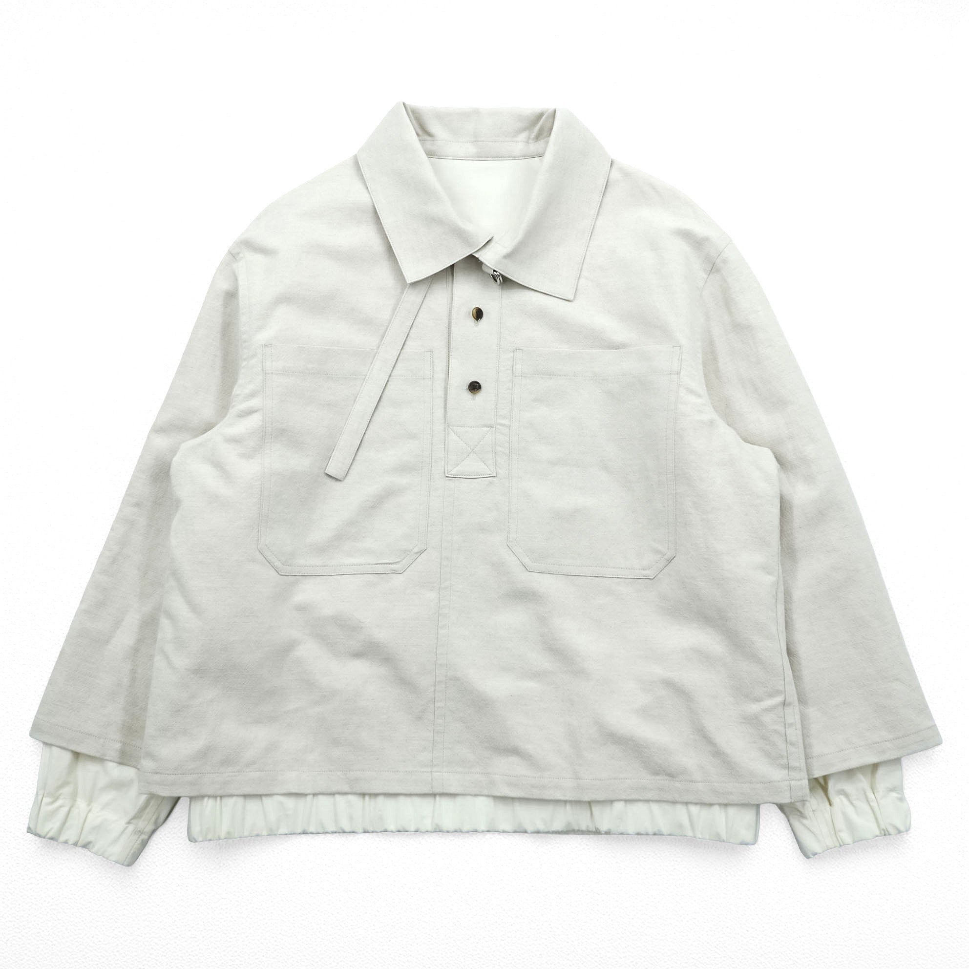 URU TOKYO Pullover Blouson Layered Jacket S Beige Linen Short Length PULLOVER LAYERED BLOUSON 22SCL01 Made in Japan