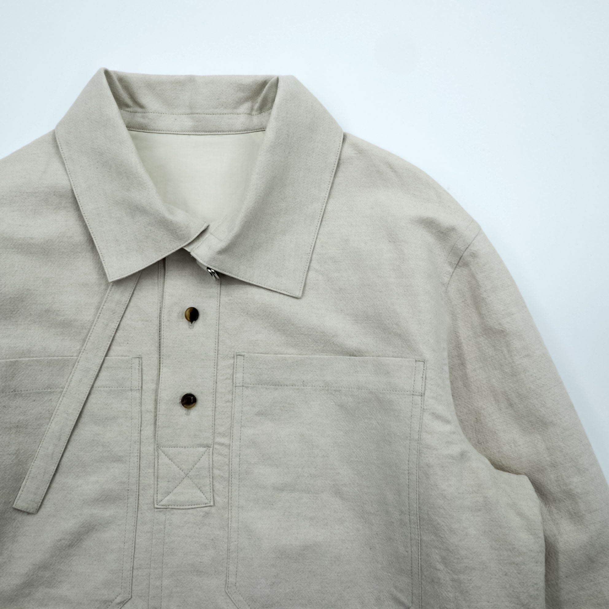 URU TOKYO Pullover Blouson Layered Jacket S Beige Linen Short Length PULLOVER LAYERED BLOUSON 22SCL01 Made in Japan