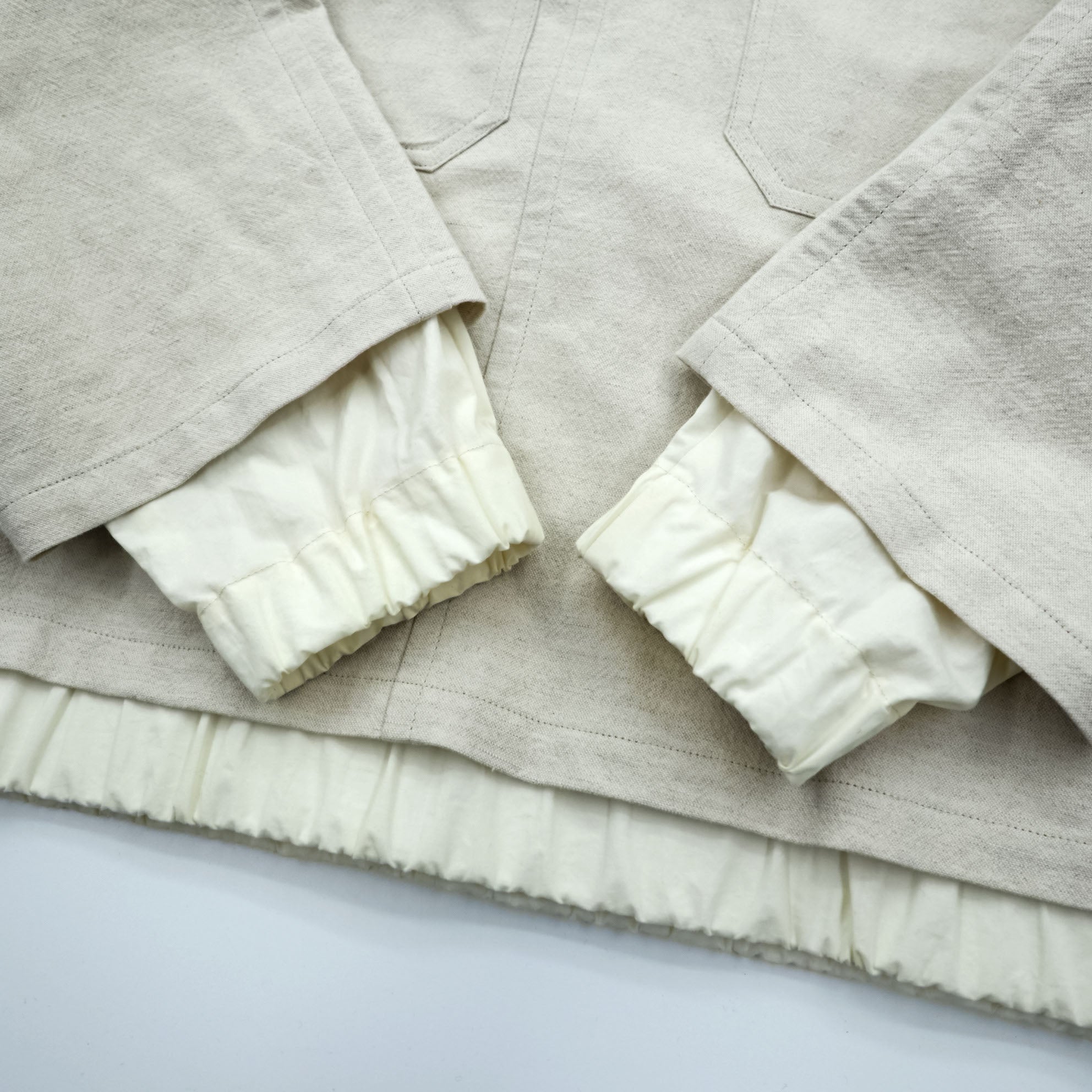 URU TOKYO Pullover Blouson Layered Jacket S Beige Linen Short Length PULLOVER LAYERED BLOUSON 22SCL01 Made in Japan