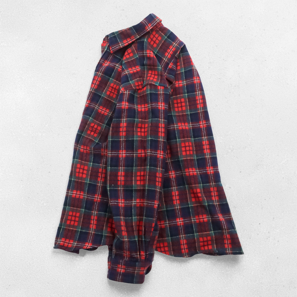 PENDLETON Flannel Shirt Long Sleeve Wool Shirt M Check Red Chest Pocket VIRGIN WOOL