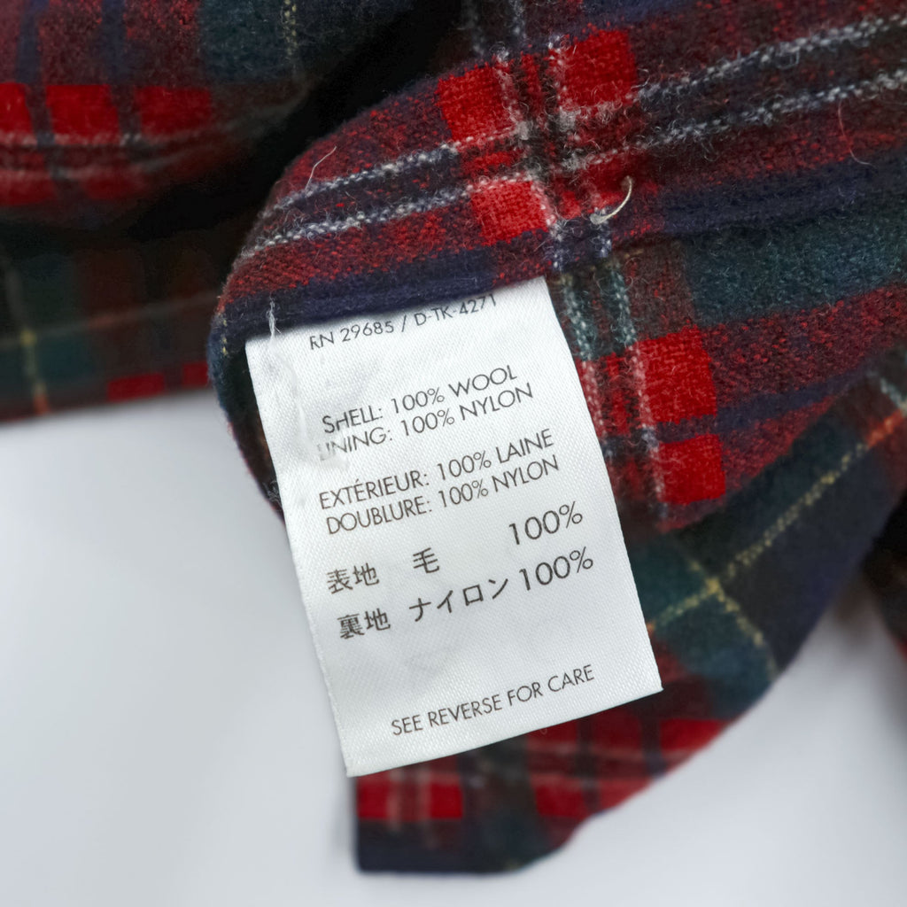 PENDLETON Flannel Shirt Long Sleeve Wool Shirt M Check Red Chest Pocket VIRGIN WOOL