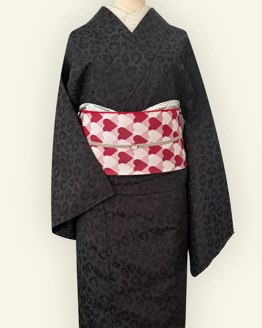 Kimono - Hitoe [Savannah Black] Leopard Print Black
