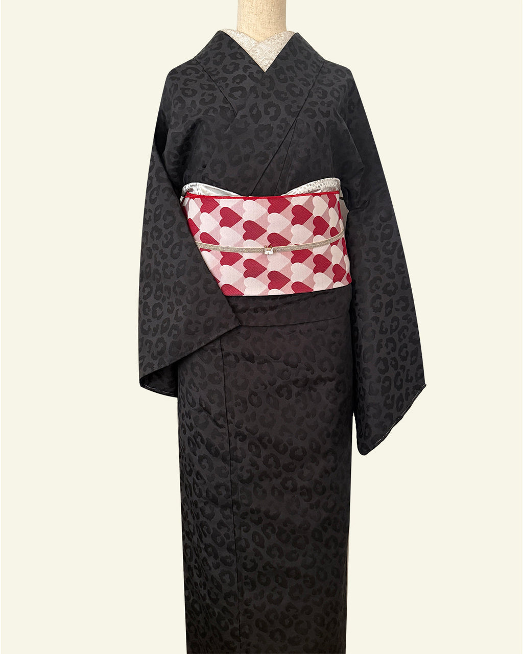 Kimono - Hitoe [Savannah Black] Leopard Print Black