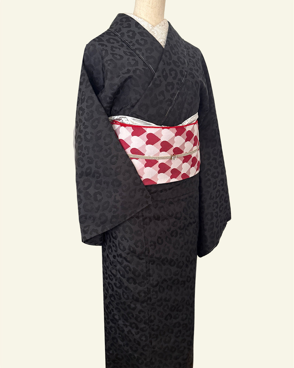 Kimono - Hitoe [Savannah Black] Leopard Print Black