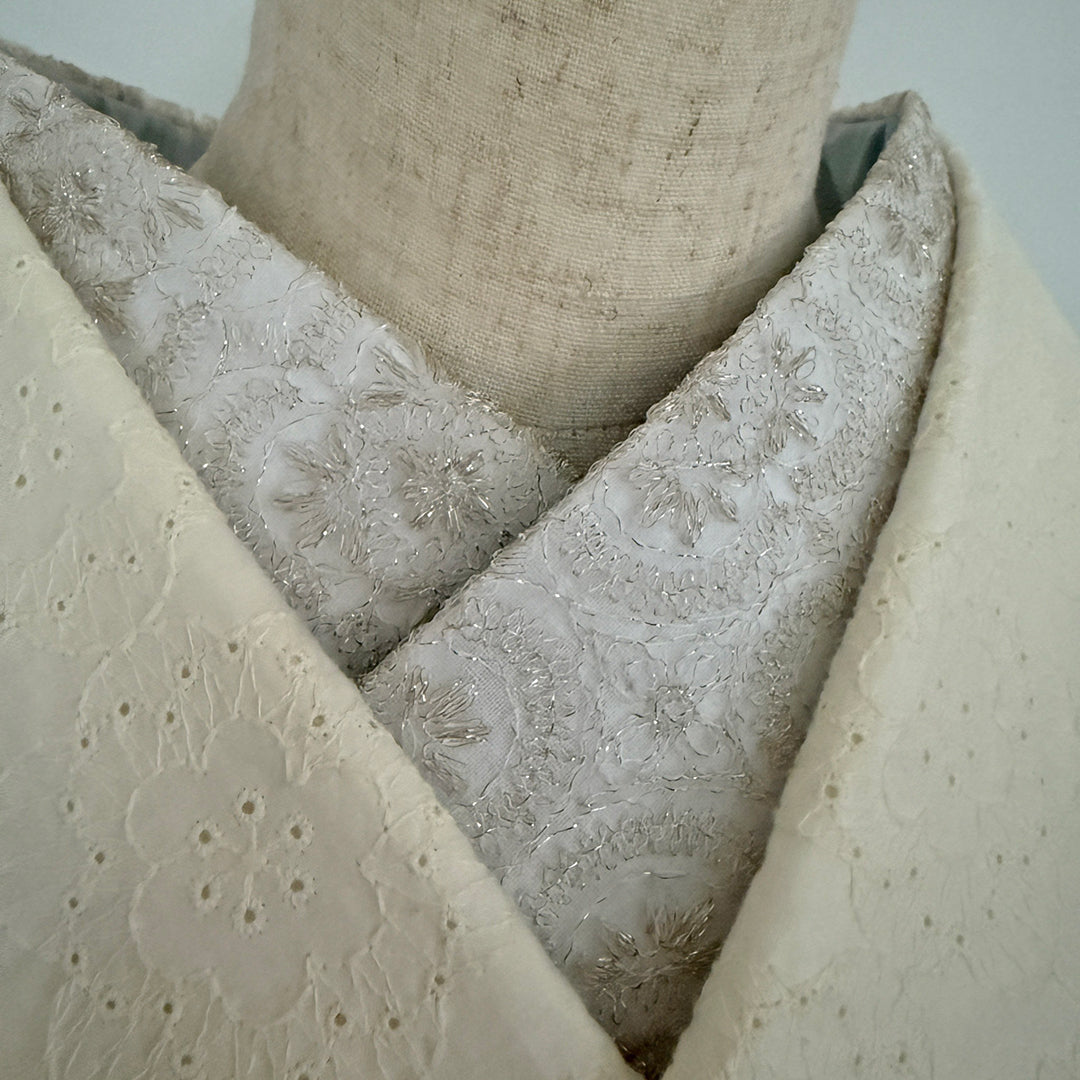 Han-eri collar, "Snow Flower" embroidery, lace han-eri, champagne, cute, gold thread, all seasons, even summer