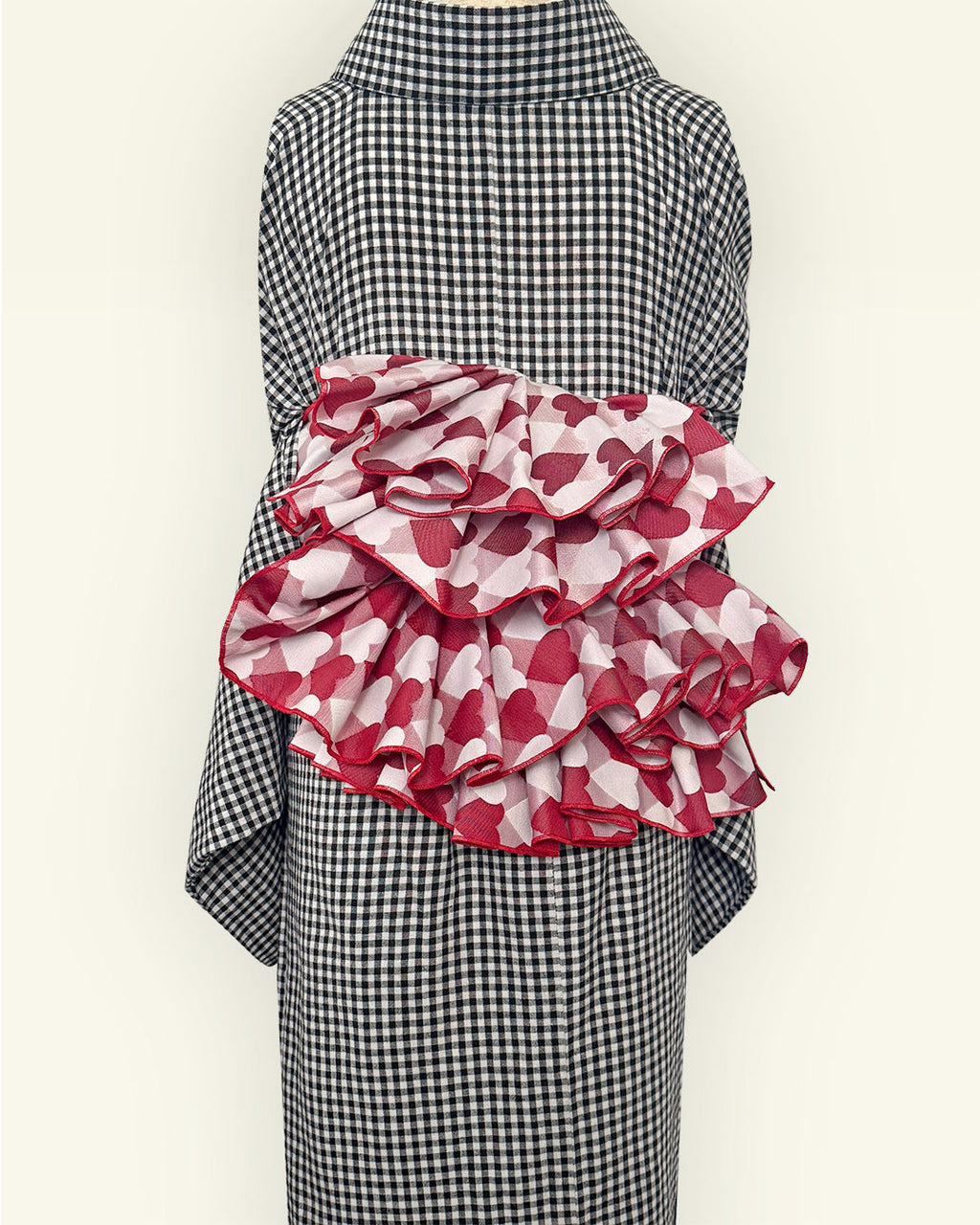 Heavily Pleated Obi for Adults: Heart, Regimental Stripe, Scale Pattern - Cute Red and Pink