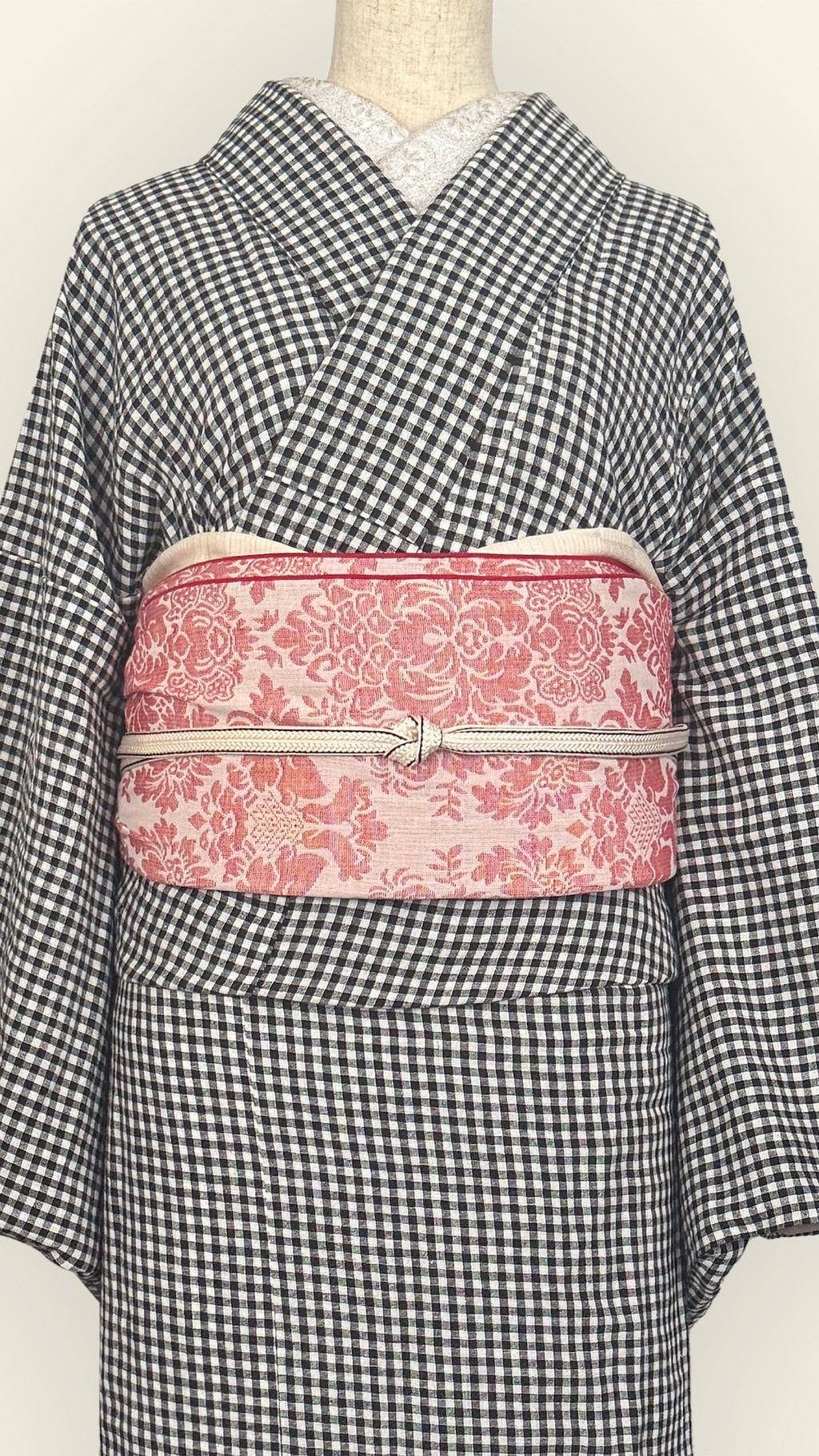 HeKO Obi Adult HeKO Obi Damask Red Reversible Red Nagoya Obi