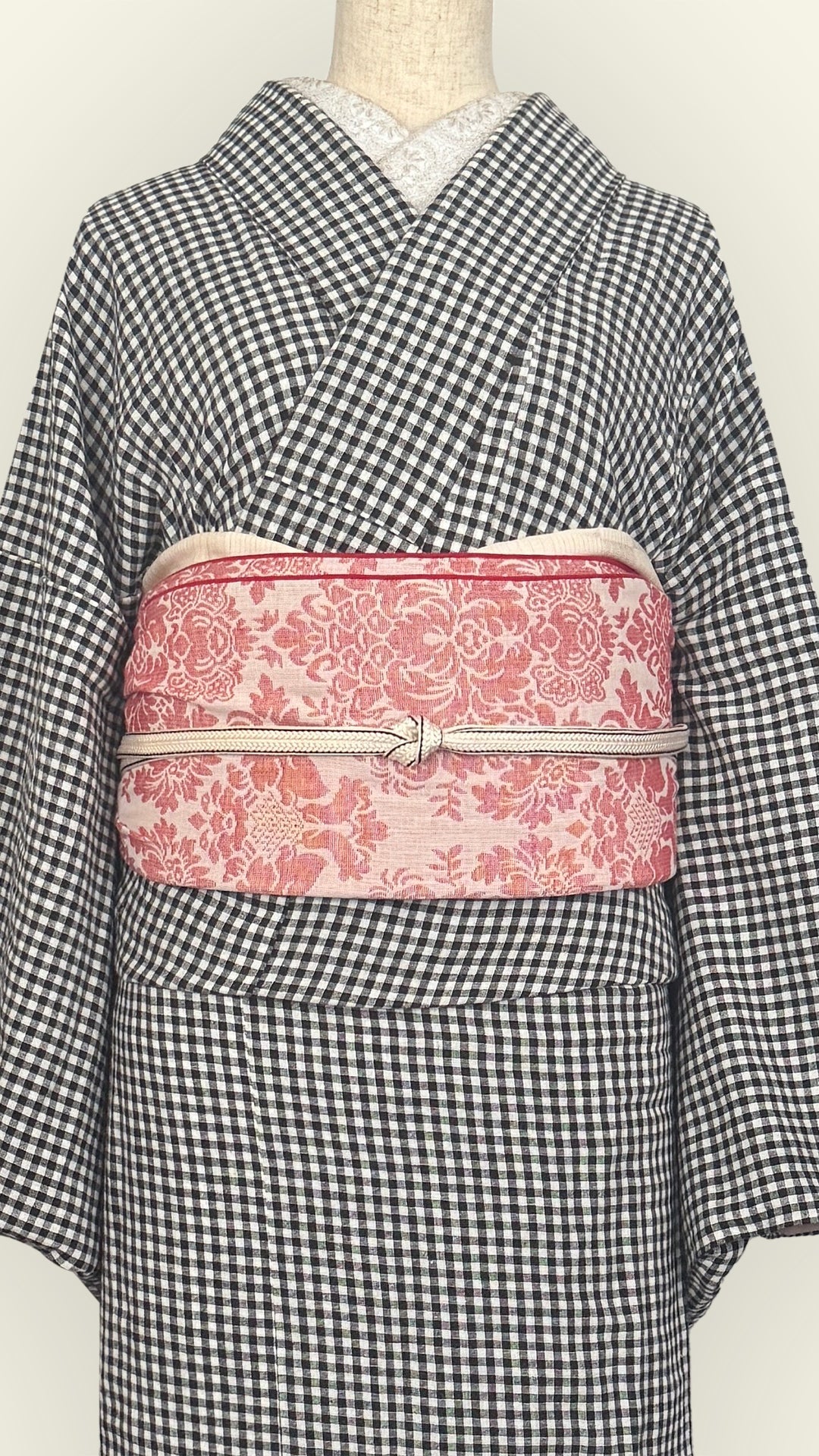 HeKO Obi Adult HeKO Obi Damask Red Reversible Red Nagoya Obi