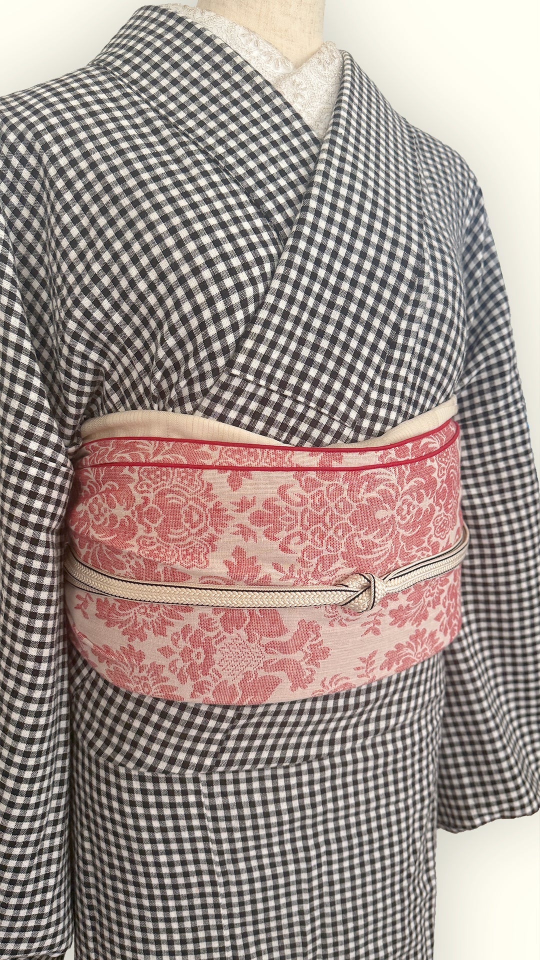 HeKO Obi Adult HeKO Obi Damask Red Reversible Red Nagoya Obi